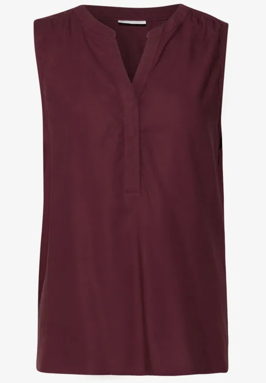 Blousetop met gespleten hals dark cherry red