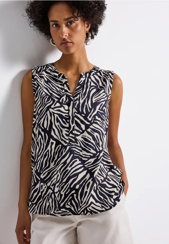 Top chemisier à motifs deep blue