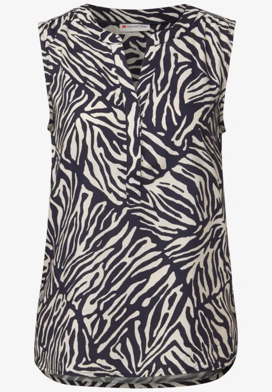 Top chemisier à motifs deep blue