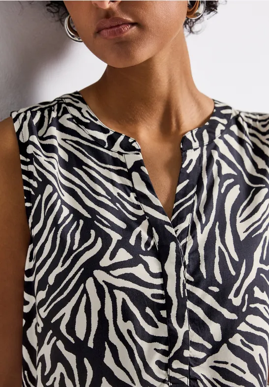 Top chemisier à motifs deep blue