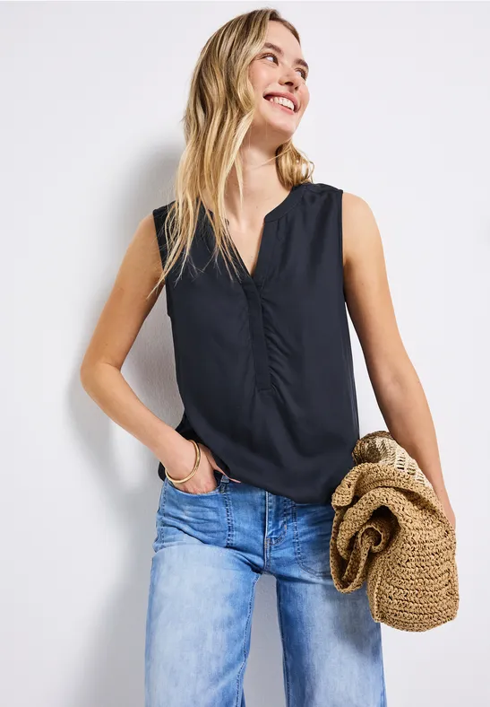 Top chemisier en couleur unie deep blue