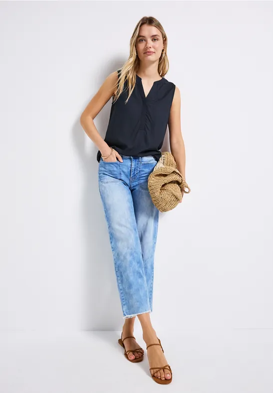 Top chemisier en couleur unie deep blue