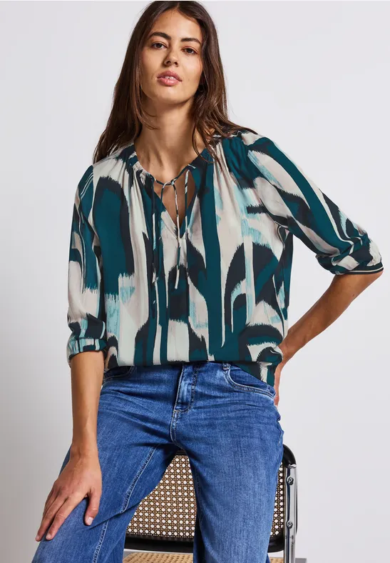Ikat Tunika mit Tape-Details tide blue