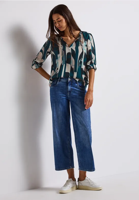 Ikat Tunika mit Tape-Details tide blue