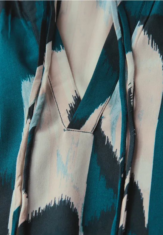 Ikat Tunika mit Tape-Details tide blue