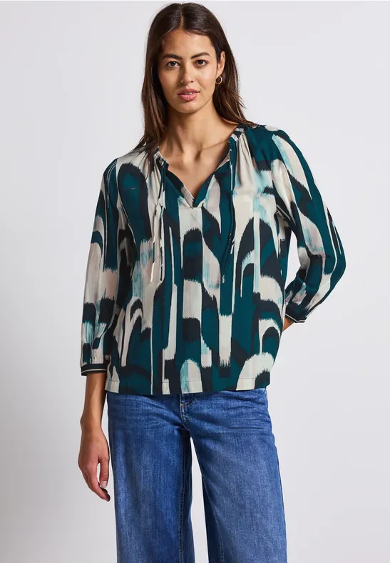 Ikat Tunika mit Tape-Details tide blue