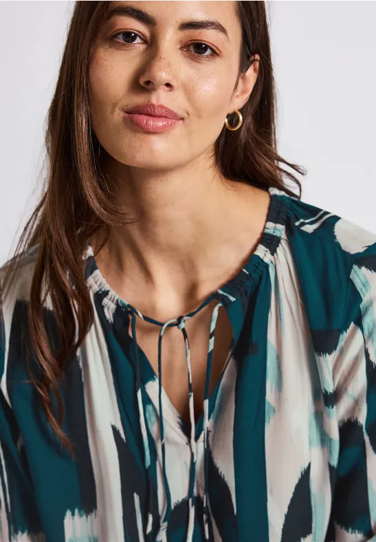 Ikat Tunika mit Tape-Details tide blue