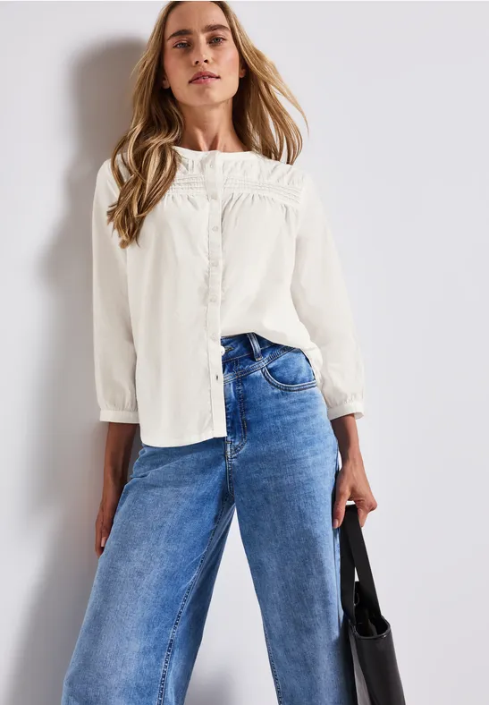 Baumwollbluse mit Details off white