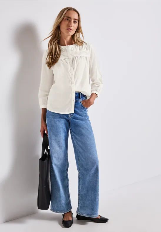 Baumwollbluse mit Details off white