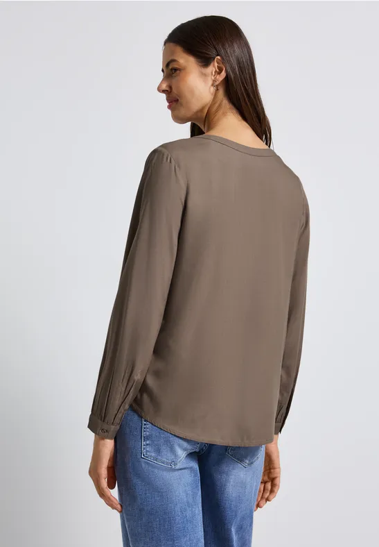 Tuniek met gespleten hals silk brown