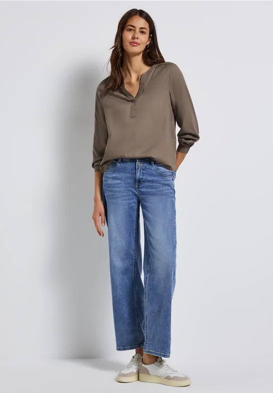 Tuniek met gespleten hals silk brown