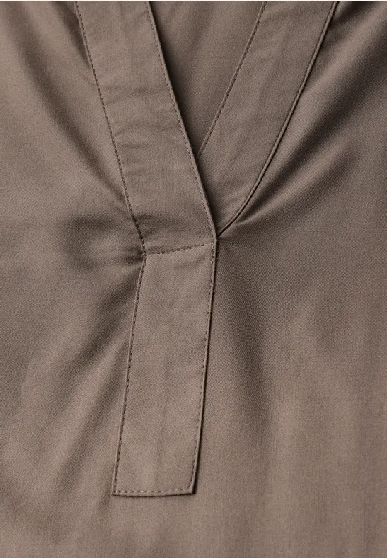 Tuniek met gespleten hals silk brown