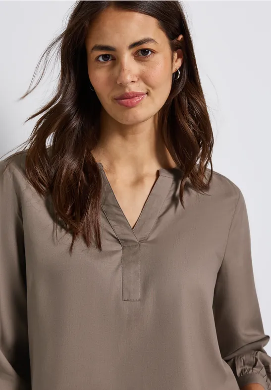 Tuniek met gespleten hals silk brown