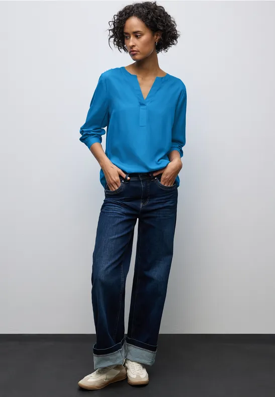 Tuniek met gespleten hals polaris blue