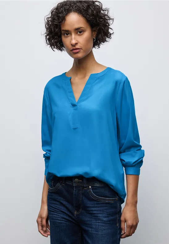 Tuniek met gespleten hals polaris blue