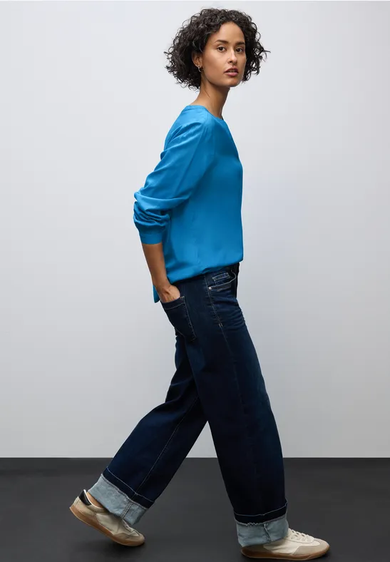 Tuniek met gespleten hals polaris blue