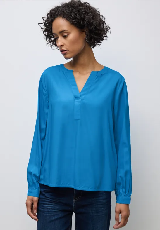 Tuniek met gespleten hals polaris blue