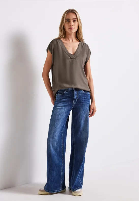 V-hals blouse shirt nomad brown