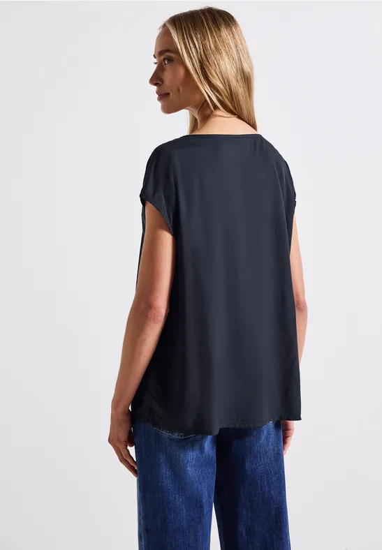 V-Neck Blusenshirt deepwater blue