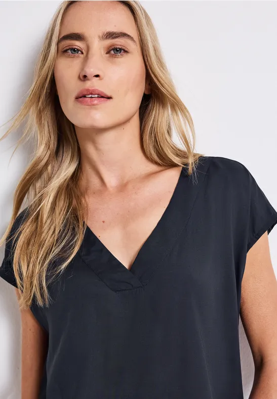 V-Neck Blusenshirt deepwater blue