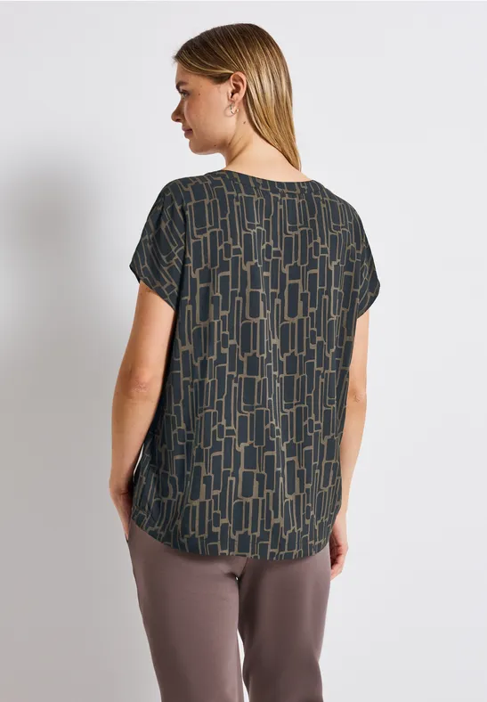 Gedessineerde blouse deepwater blue
