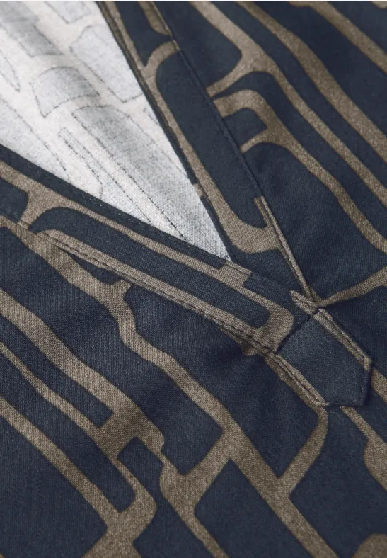 Gedessineerde blouse deepwater blue