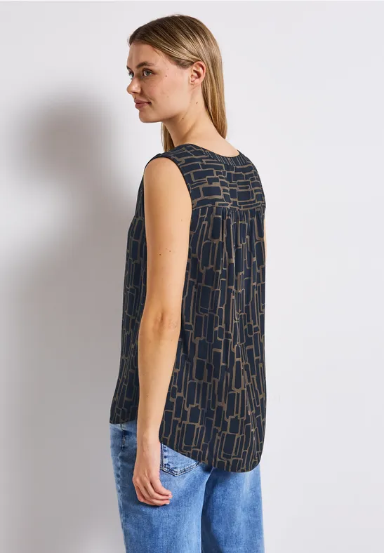 Gedessineerde blouse top deepwater blue