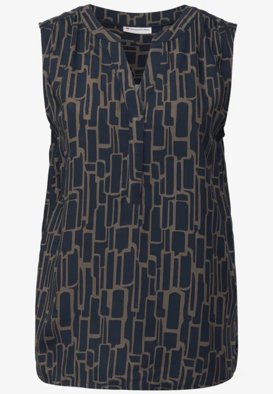 Gedessineerde blouse top deepwater blue