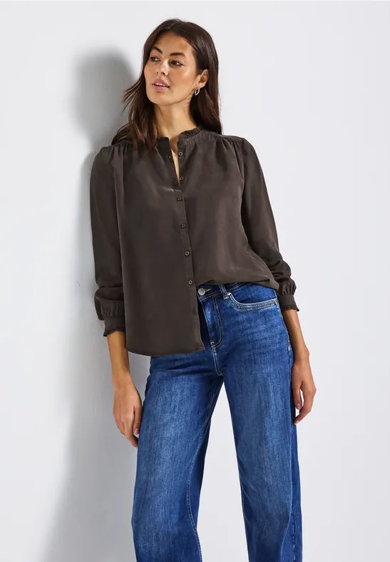 Tuniek met gewassen look deep roast brown