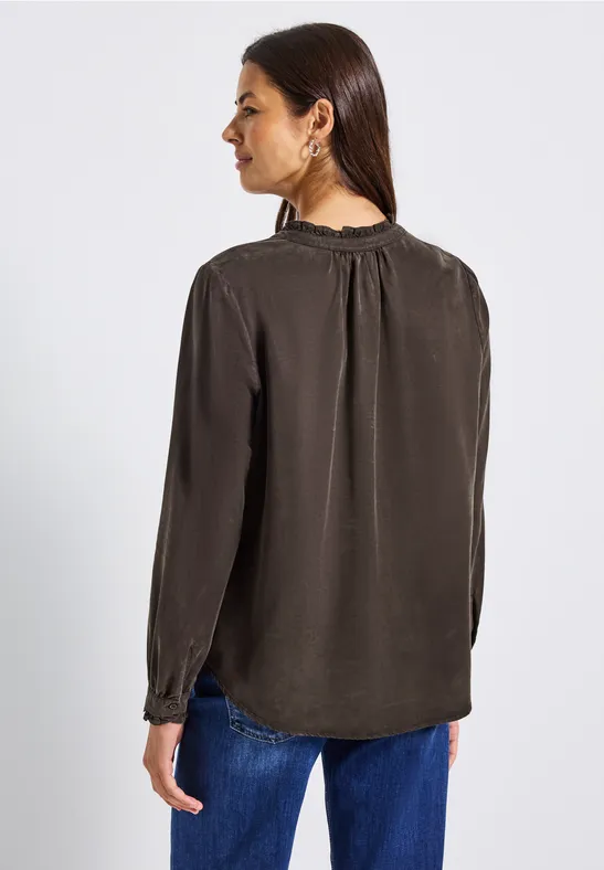 Tuniek met gewassen look deep roast brown