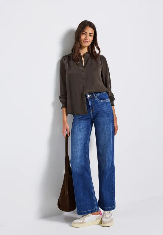 Tuniek met gewassen look deep roast brown