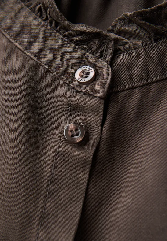 Tuniek met gewassen look deep roast brown