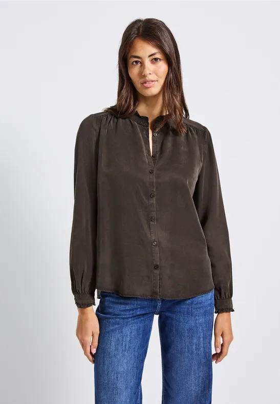 Tuniek met gewassen look deep roast brown