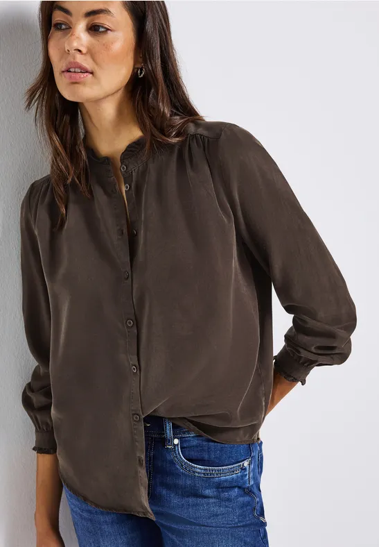 Tuniek met gewassen look deep roast brown
