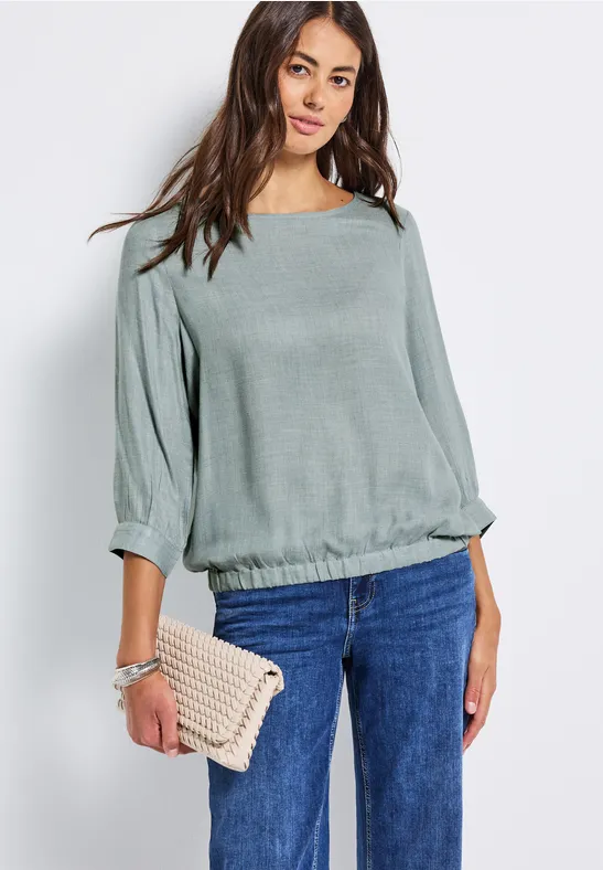Melange Rundhals Bluse nile blue mel.
