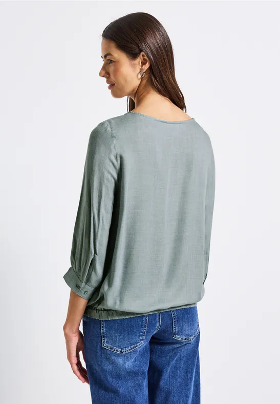 Melange Rundhals Bluse nile blue mel.