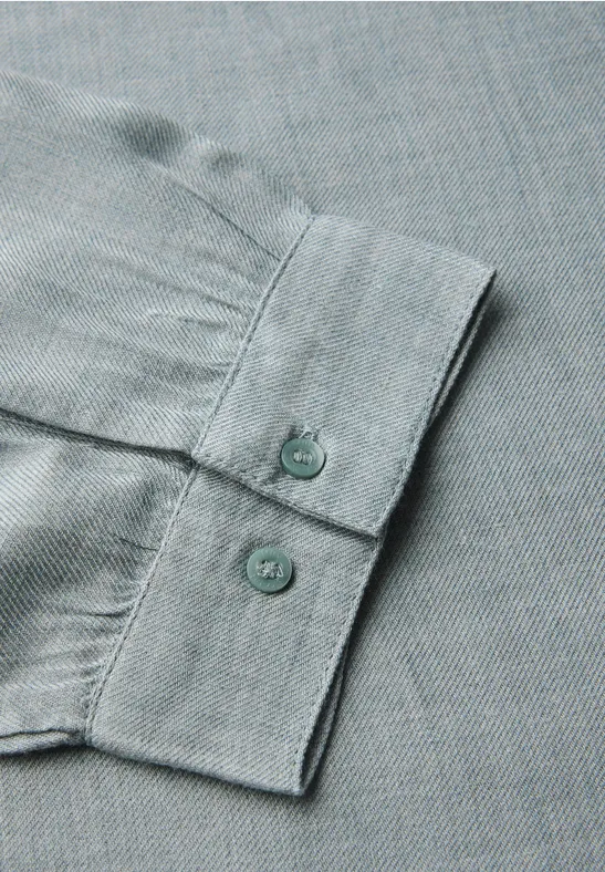 Melange Rundhals Bluse nile blue mel.