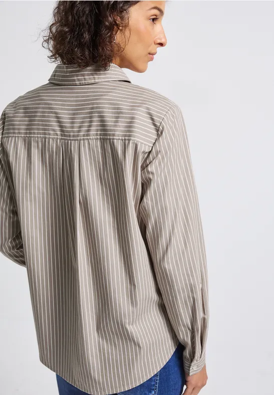 Gestreepte zakelijke blouse light mocha beige