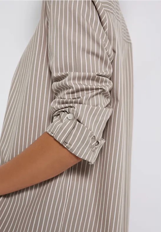 Gestreepte zakelijke blouse light mocha beige