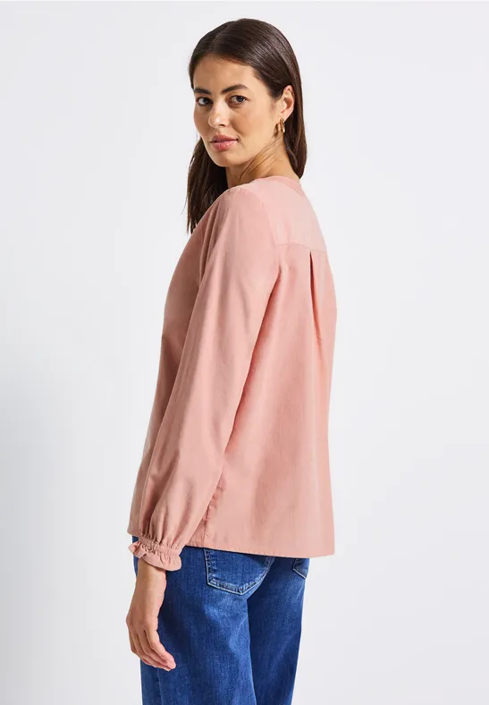 Corduroy blouse met ruches faded rose