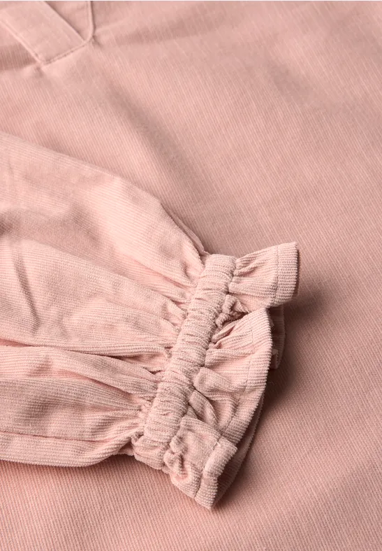 Corduroy blouse met ruches faded rose