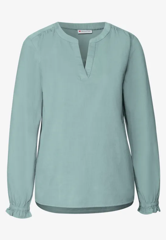 Corduroy blouse met ruches arona blue