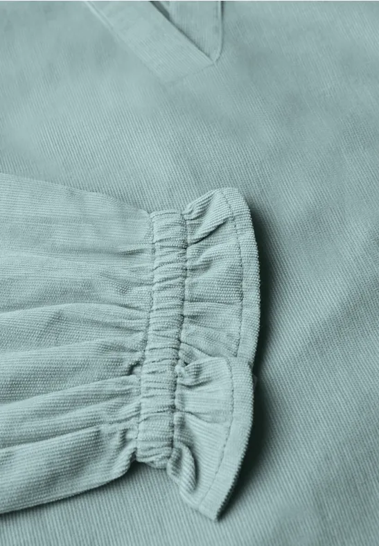Corduroy blouse met ruches arona blue