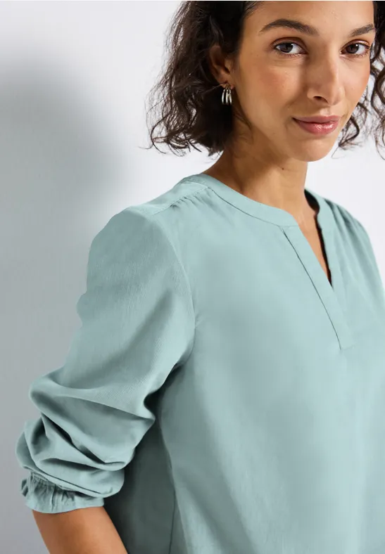 Corduroy blouse met ruches arona blue