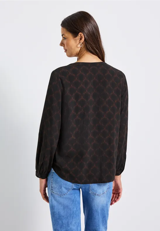 Tunique imprimée Split Neck Black