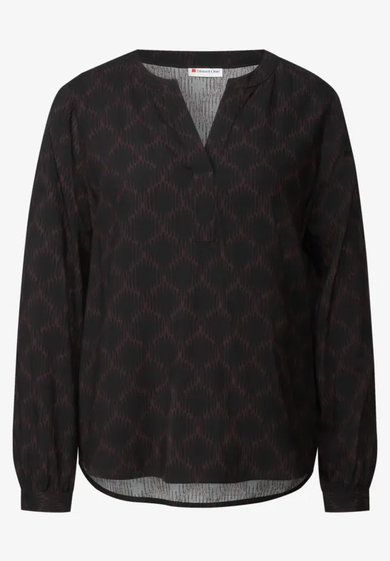Tunique imprimée Split Neck Black