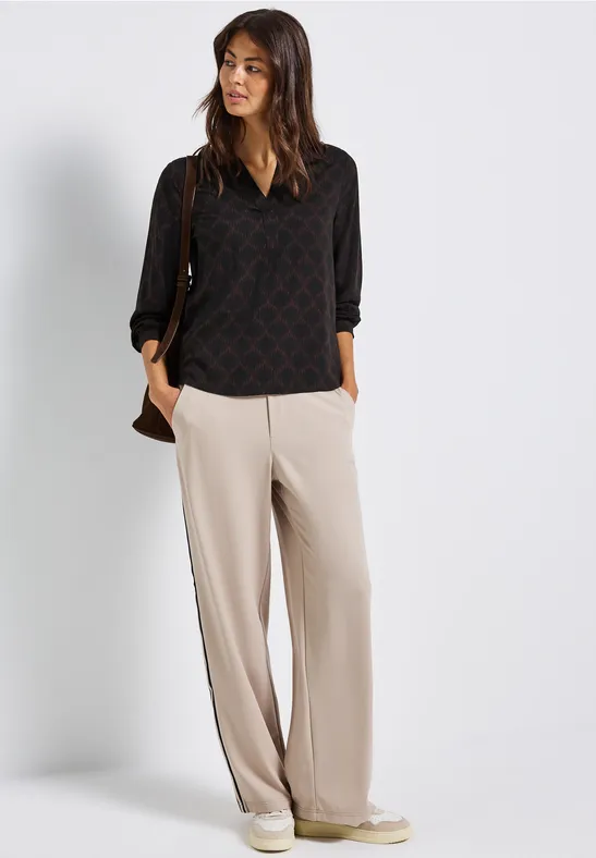 Tunique imprimée Split Neck Black