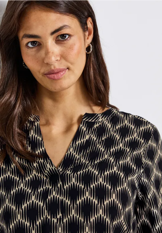 Tunique imprimée Split Neck sanded beige