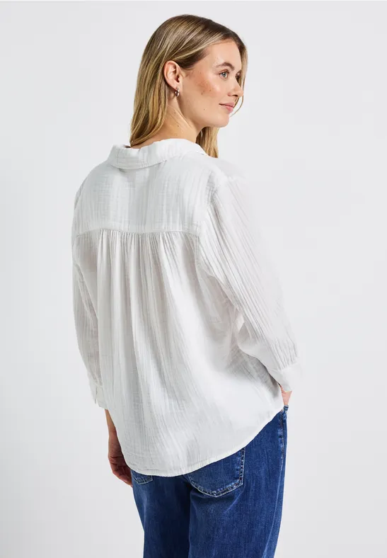 Musselin Hemdbluse White