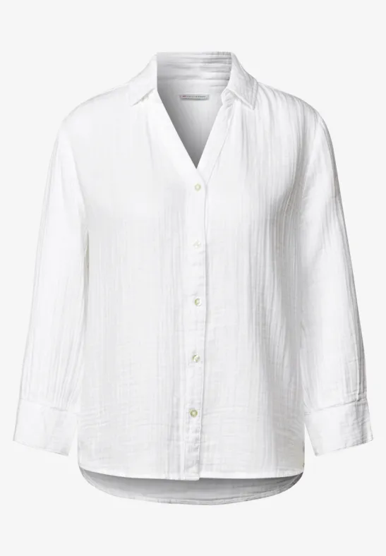 Musselin Hemdbluse White